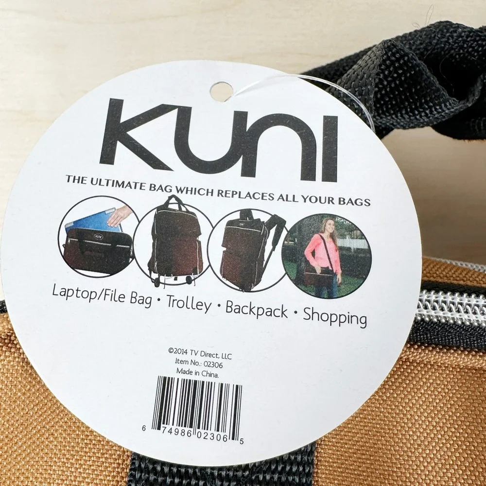 Kuni‎ 4 in 1 Versatile Bag Cognac Convertible Backpack Shoulder Laptop NWT